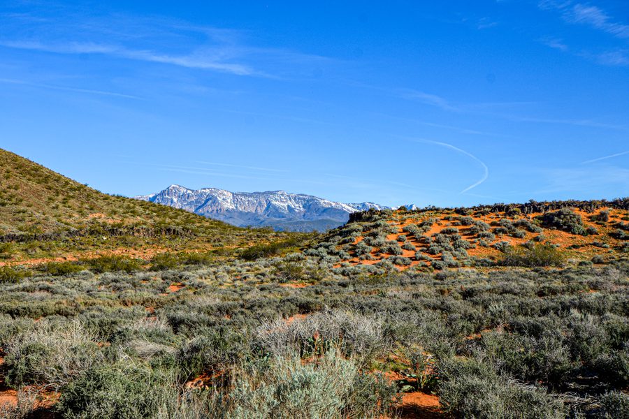 Mountain landscape in Utah under a wide sky