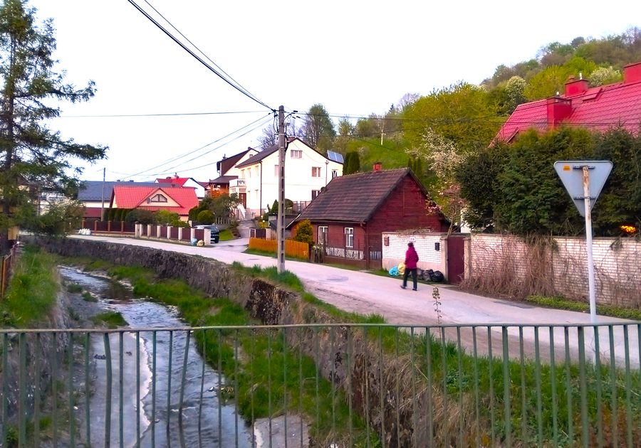 The Słomka stream in Mszana Dolna in the western Beskids