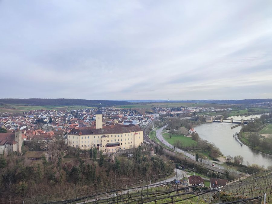 View from Michaelsberg of Horneck Castle, Gundelsheim and the Neckar