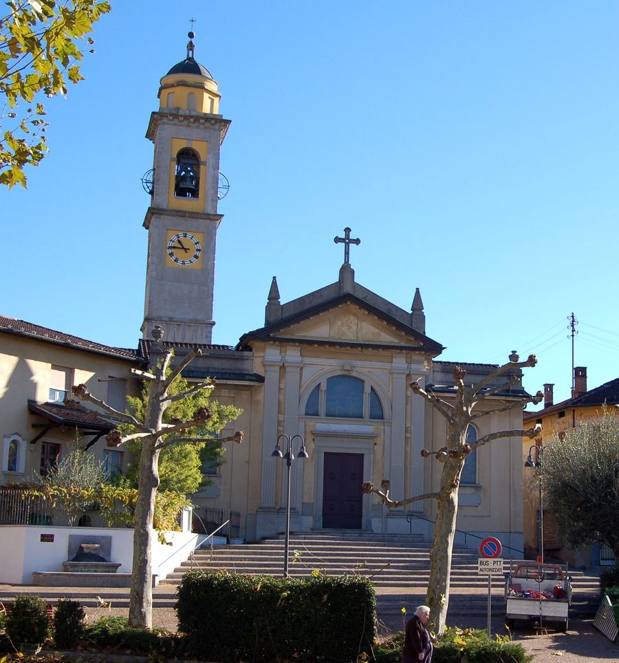 Exterior view of the church Santa Croce in Vacallo in Ticino