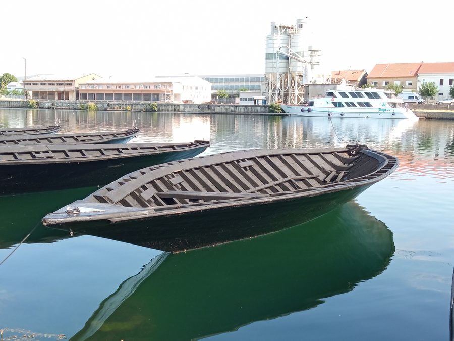Lađa traditional vessel from the Neretva Valley in the harbour in Metković