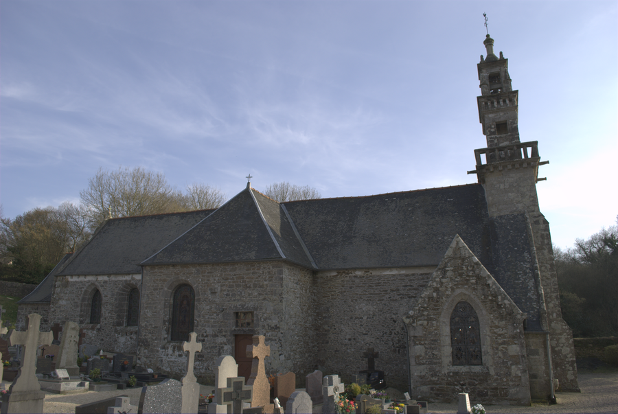 Eastern view of Saint-Iltud Church in the center of Coadout