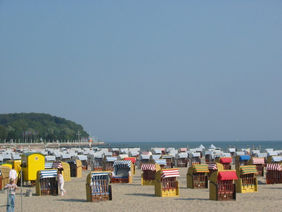 Beach at Travemünde with typical beach chairs