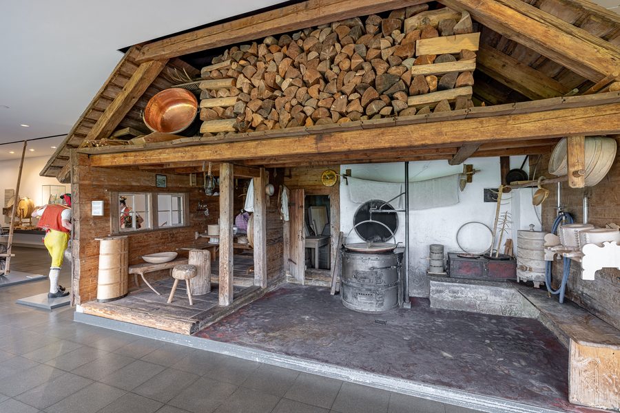Recreated alpine cheese dairy in the Appenzell Museum of Folk Culture in Stein AR