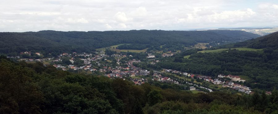 Panoramic view of Bollendorf, Bollendorf-Pont and the Sauer river