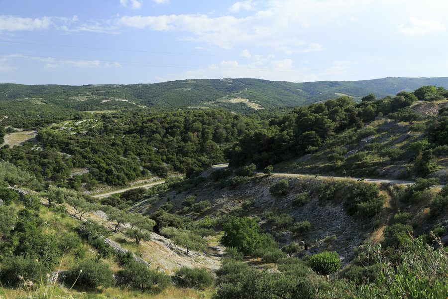 Road 6193 from Pučišća to Pražnica on Brač, uphill towards the south
