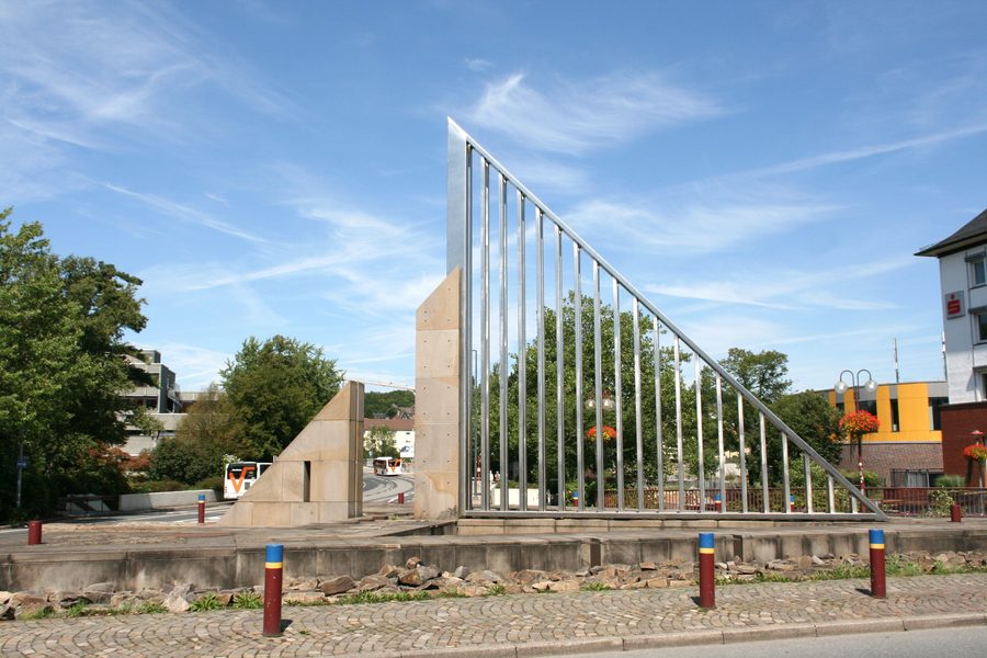 Town sign on the Ennepe bridge on Mittelstraße in Gevelsberg