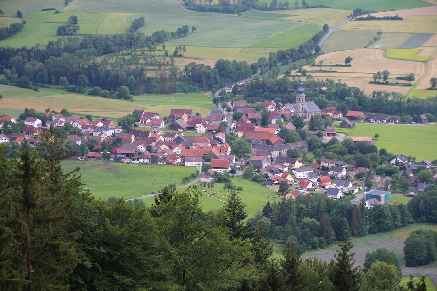 View of Seibelsdorf, a district of Marktrodach, from Radspitze