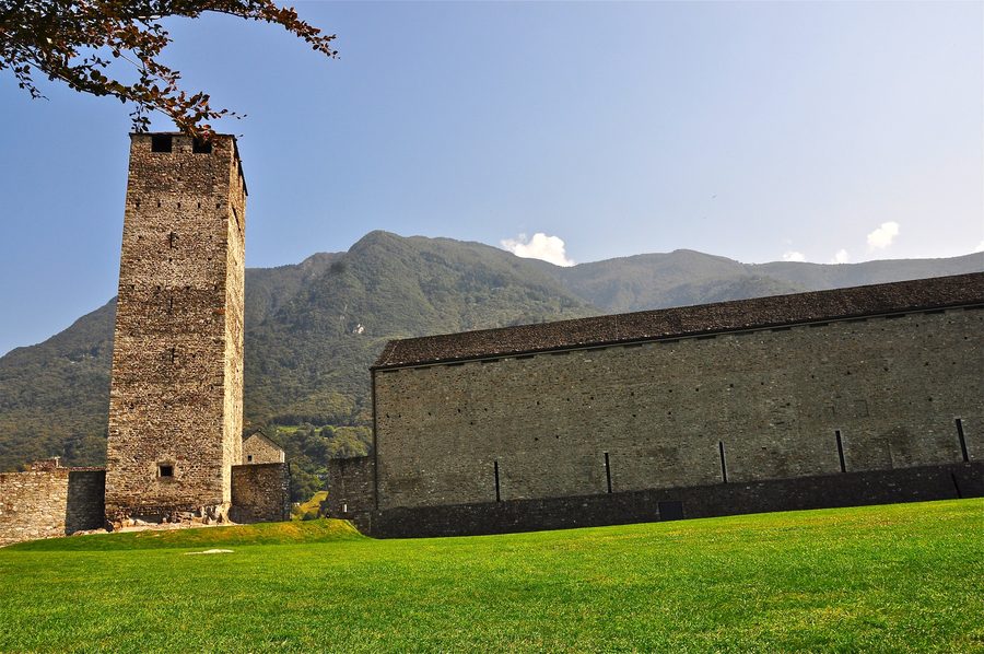 Castelgrande in Bellinzona with the Black Tower spire and the south wing