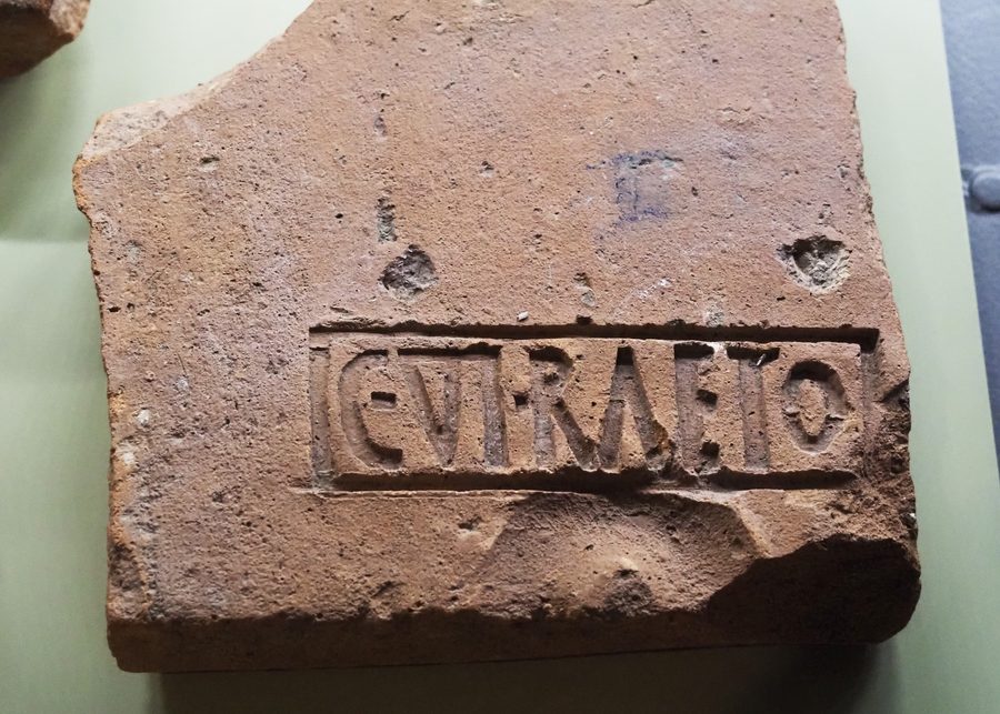 Roman brick with a stamp from the Vindonissa legionary camp in the Vindonissa Museum