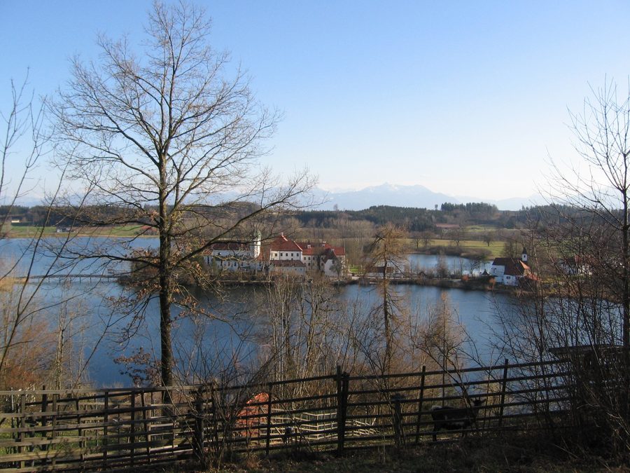 Seeon Monastery with the Chiemgau Alps in the background