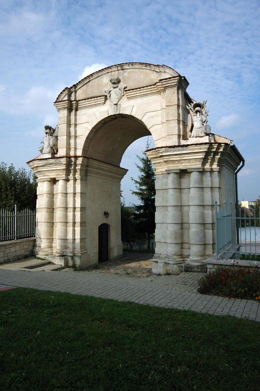 Historic entrance gate of the former Lubomirski residence in DÄ…browa Tarnowska