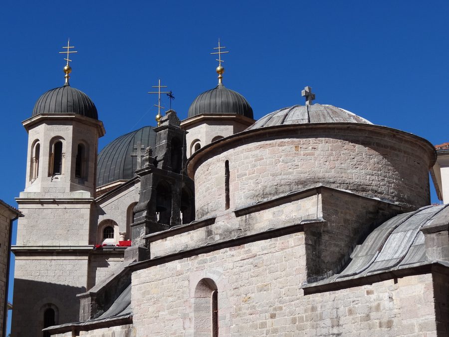 Historic architecture in the old town of Kotor in Montenegro