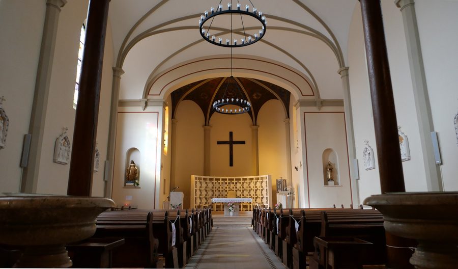 Interior of the Catholic church Saints-Jacques-et-Philippe in Vernier