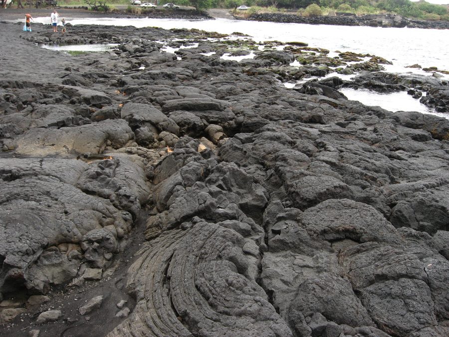 Black sand at Punaluʻu Beach on Hawaiʻi Island