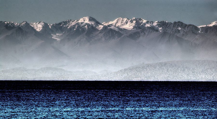 Issyk-Kul with a mountain backdrop
