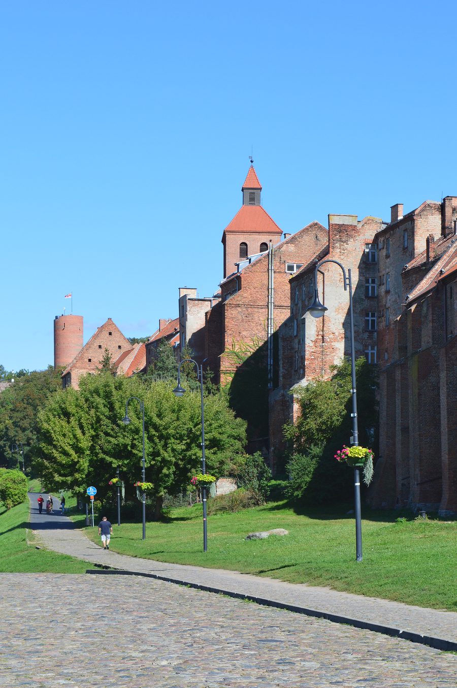 Pathway beside the historic granaries in GrudziÄ…dz