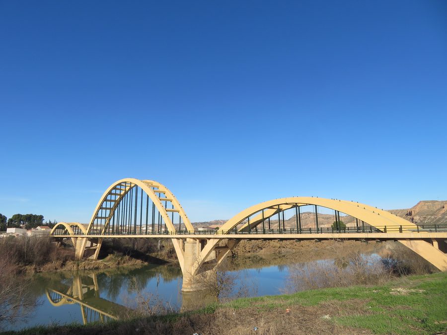 Sástago Bridge over the Ebro River, in the Ribera Baja del Ebro comarca, province of Zaragoza