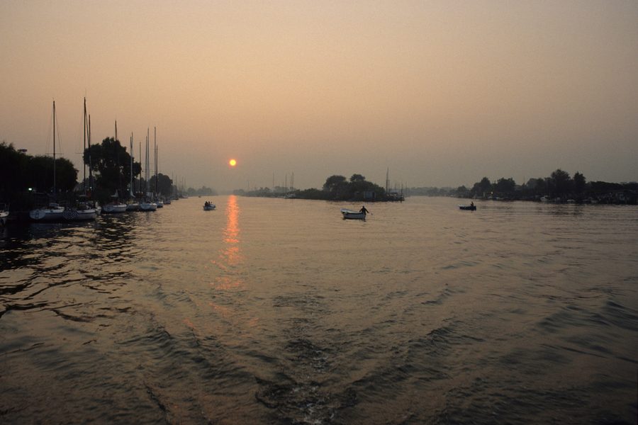Sunrise at the Fiumara Grande on the coast of Lazio