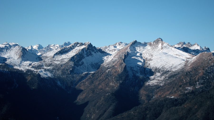 View across the wooded mountain landscape of the Onsernone Valley in Ticino