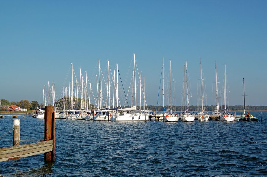 Sailing harbour in Breege on Rügen at the Breeger Bodden