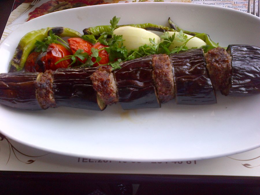 Patlıcan kebabı, an eggplant kebab from the cuisine of Gaziantep