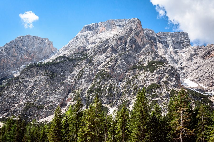Mountain peaks of the Braies Dolomites in South Tyrol