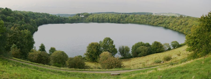 View of the Weinfelder Maar near Daun in the Vulkaneifel