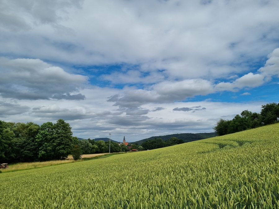 View over the Wälzebach above Bad Zwesten toward the church