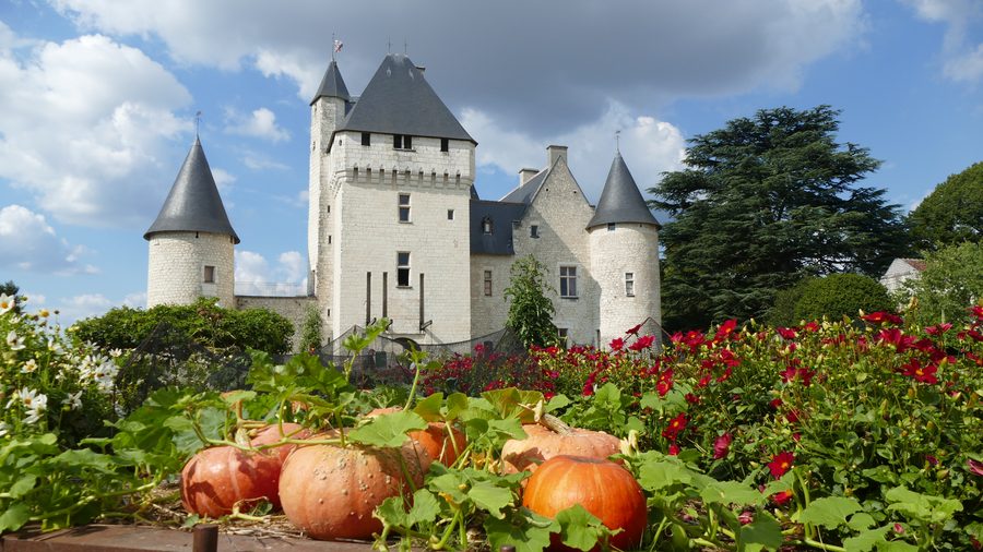 Facade of Château du Rivau seen from the vegetable conservatory