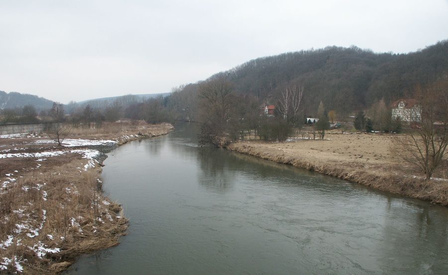 The Werra near Vacha, photographed from the old bridge looking east