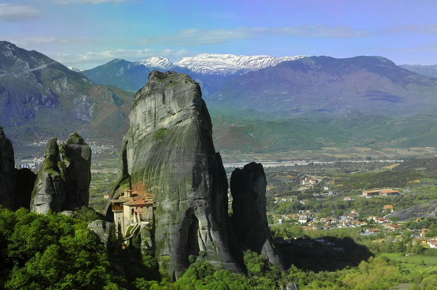 Meteora monasteries on rock formations in Thessaly
