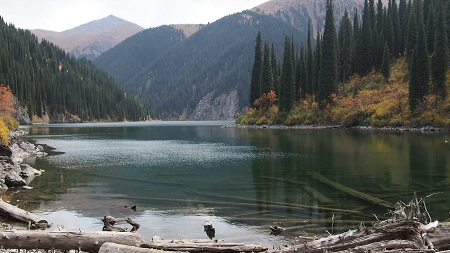 The Second Kolsai Lake in the mountains of Kazakhstan's Almaty Region.