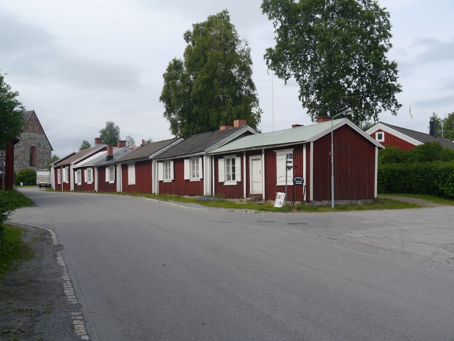 Wooden houses in Gammelstad Church Town near Luleå, Sweden.
