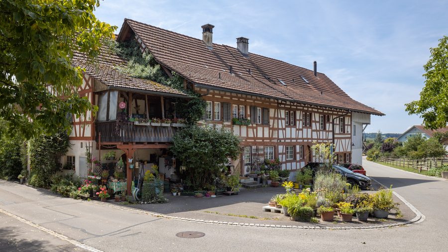 Half-timbered houses on Rietweg in Oberstammheim in the canton of Zurich
